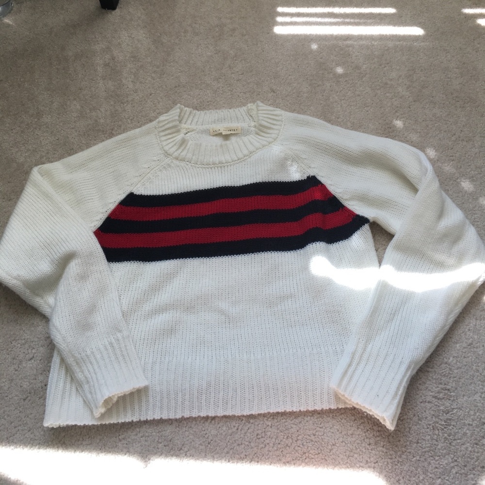 PACSUN WHITE CROPPED SWEATER